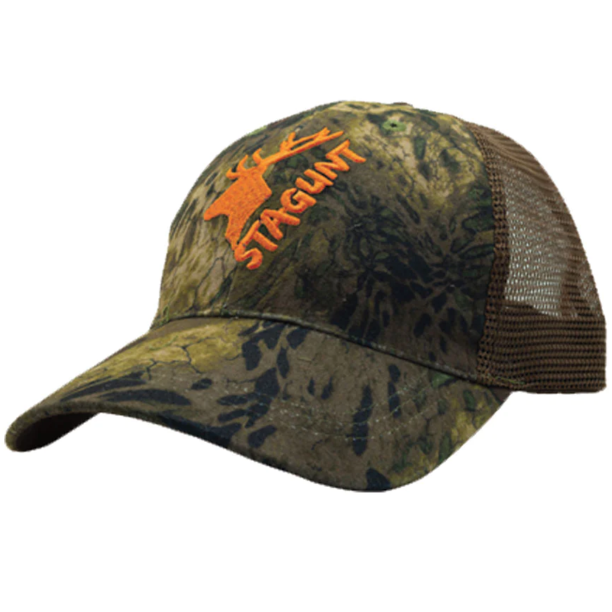 Stagunt Wild Uni Blaze - Czapka z daszkiem, zielony kamuflaż z pomarańczowym logo