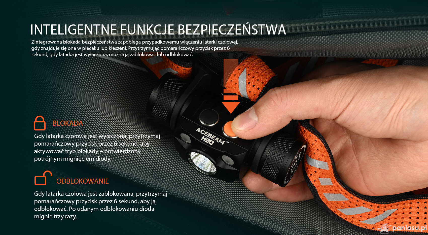 AceBeam H30 R+CRI, 4000 lm, 5000K, black - Latarka czołowa LED, czarna