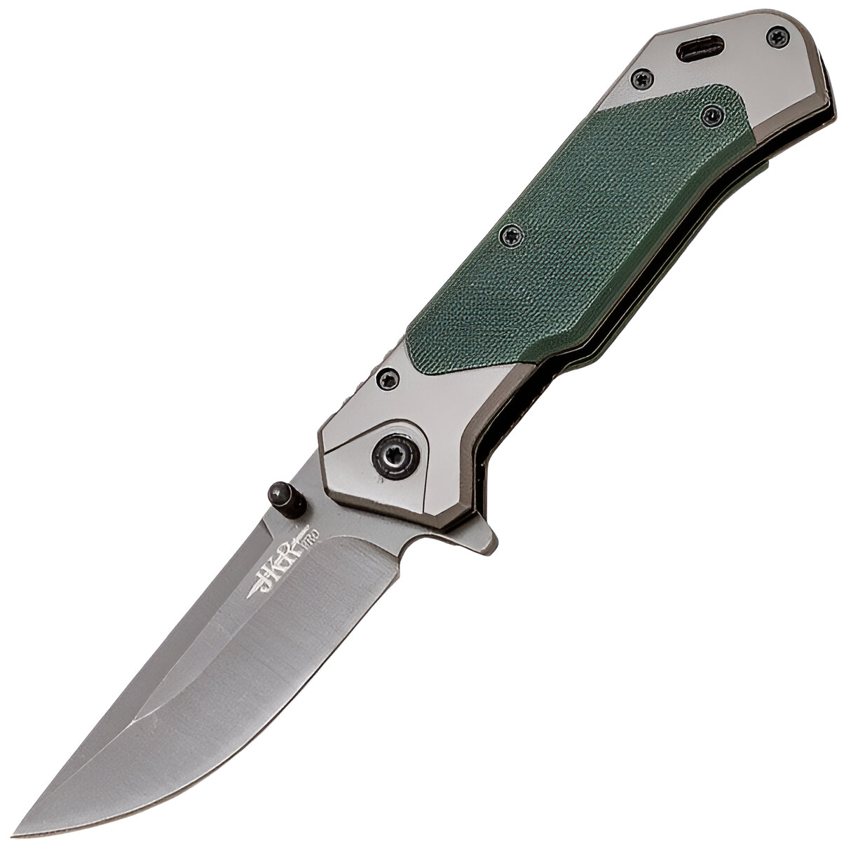 JKR PRO Nóż składany, 8 cm, tytan, G10, zielony