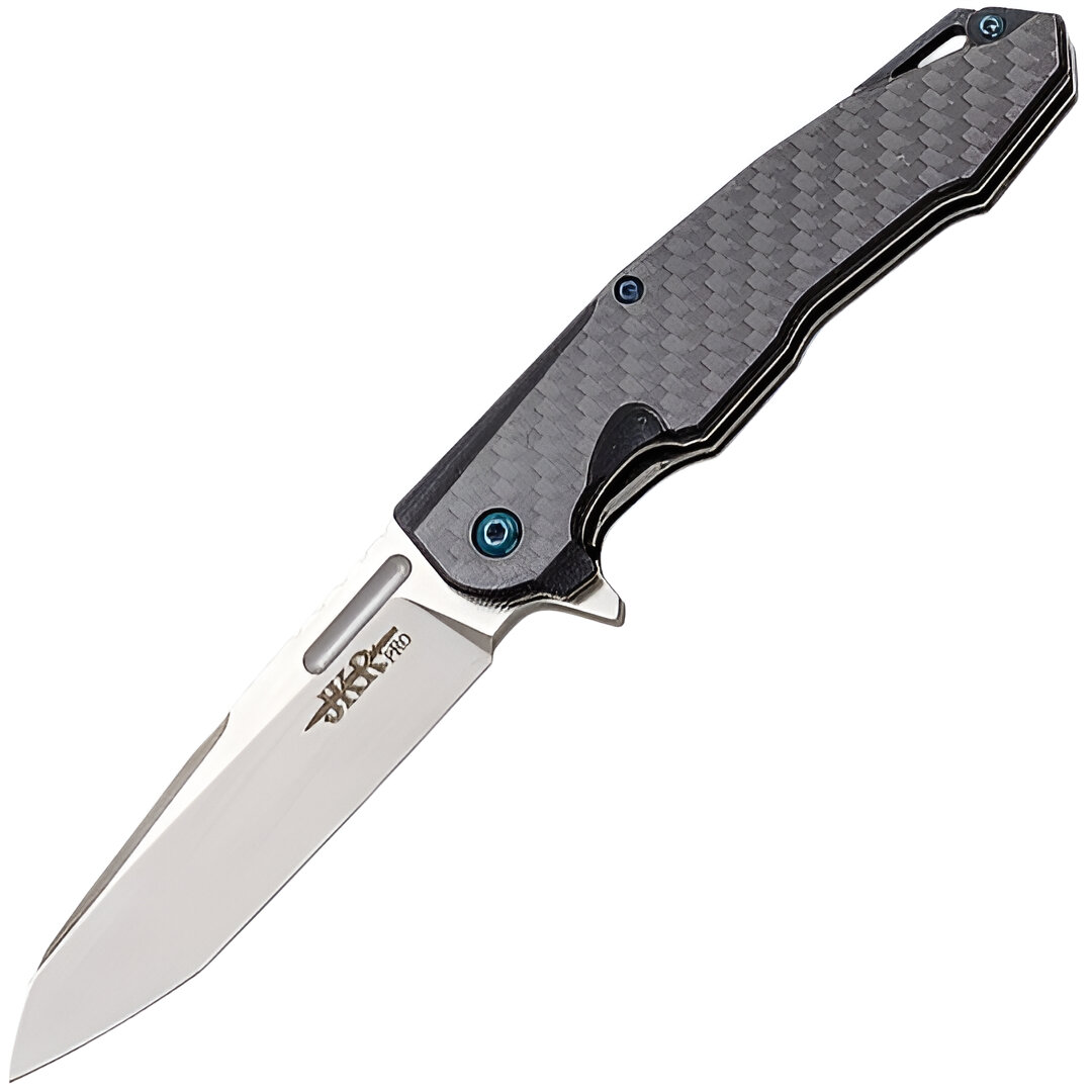 JKR PRO Nóż składany, 9 cm, G10 i karbon, czarny