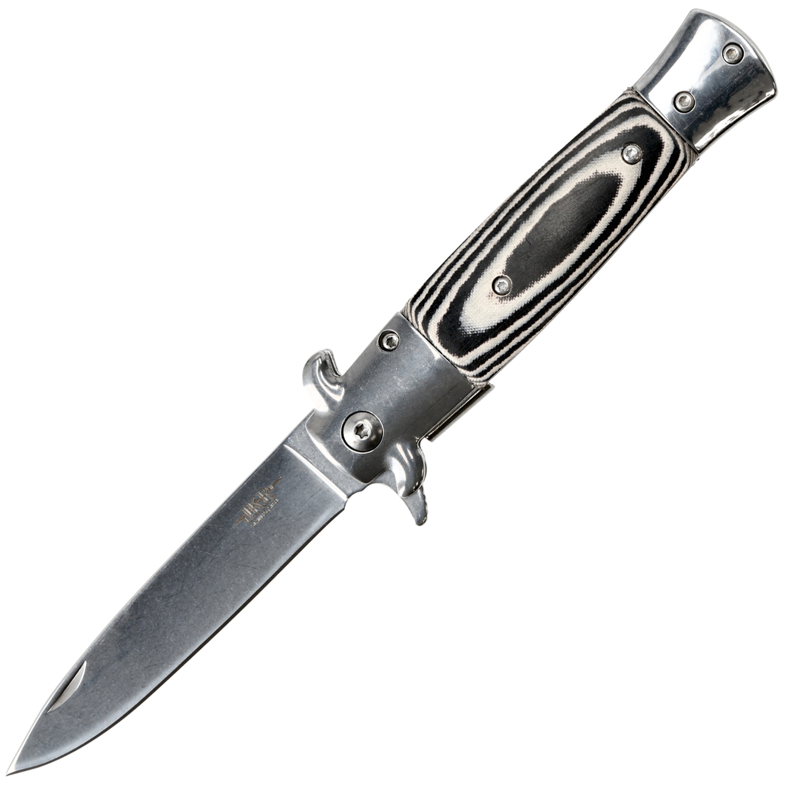 JKR Składany nóż, 8,8 cm, micarta, czarno-biały