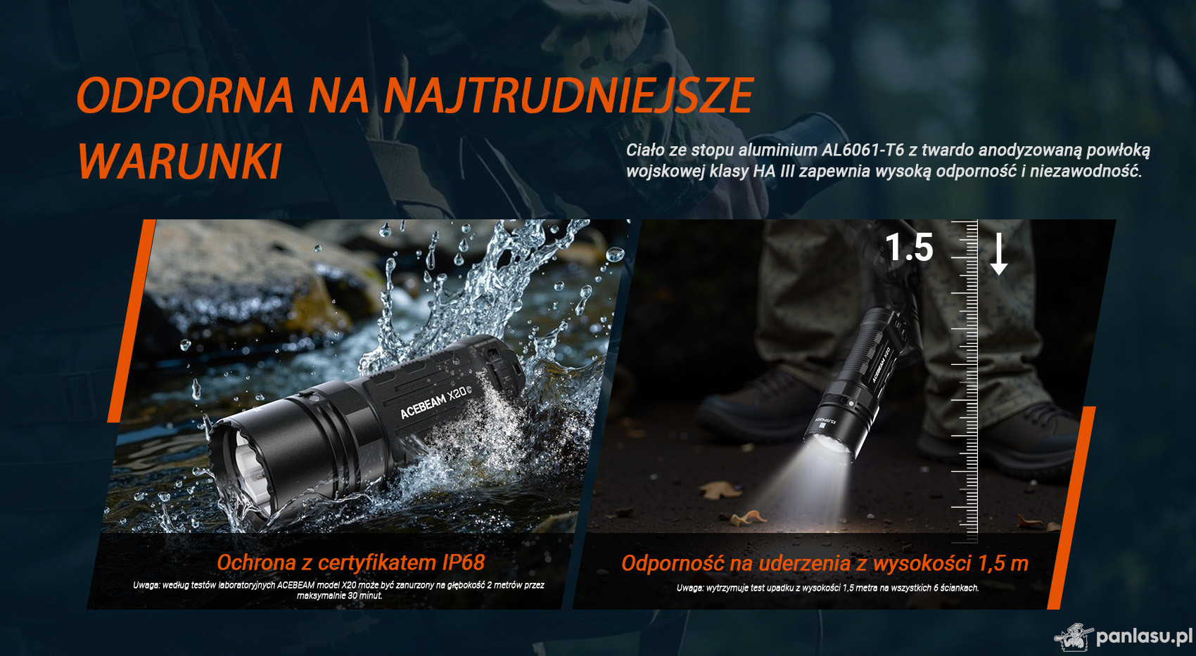 AceBeam X20, 8000 lm, black - Latarka taktyczna LED, czarna