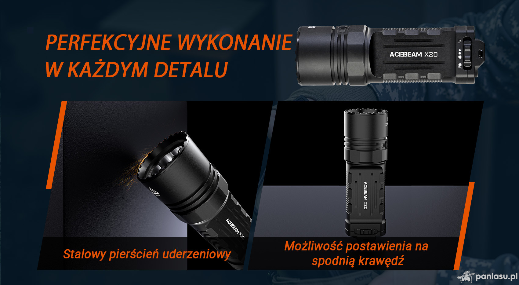 AceBeam X20, 8000 lm, black - Latarka taktyczna LED, czarna
