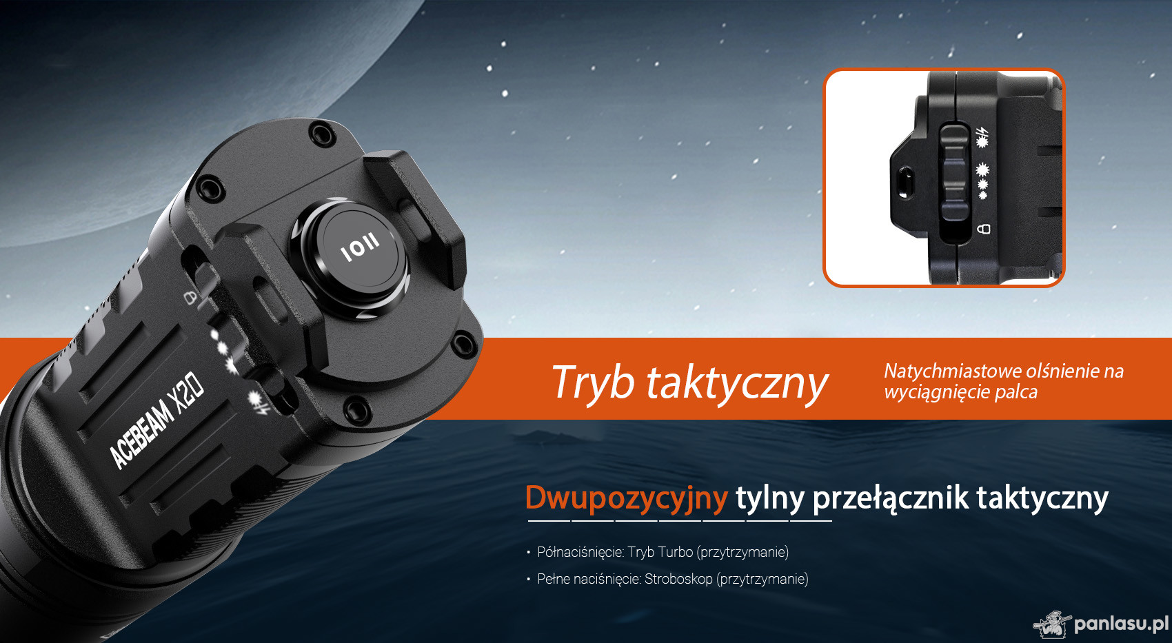 AceBeam X20, 8000 lm, black - Latarka taktyczna LED, czarna