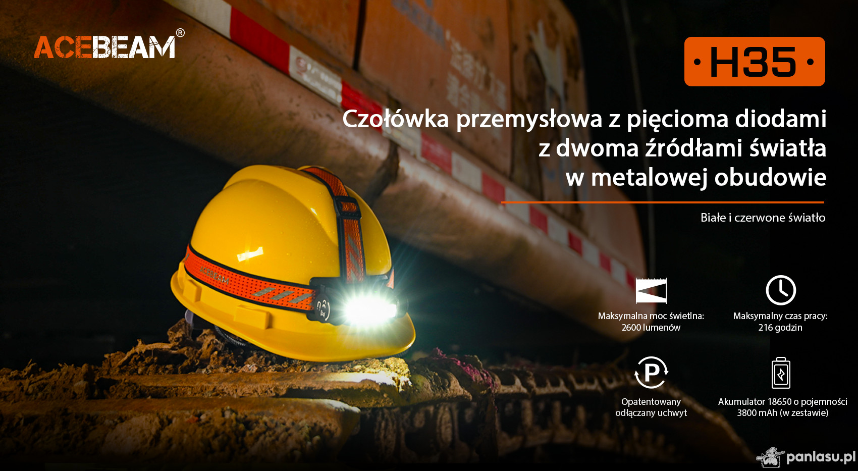 AceBeam H35, 2600 lm, black - Czołówka LED, czarna