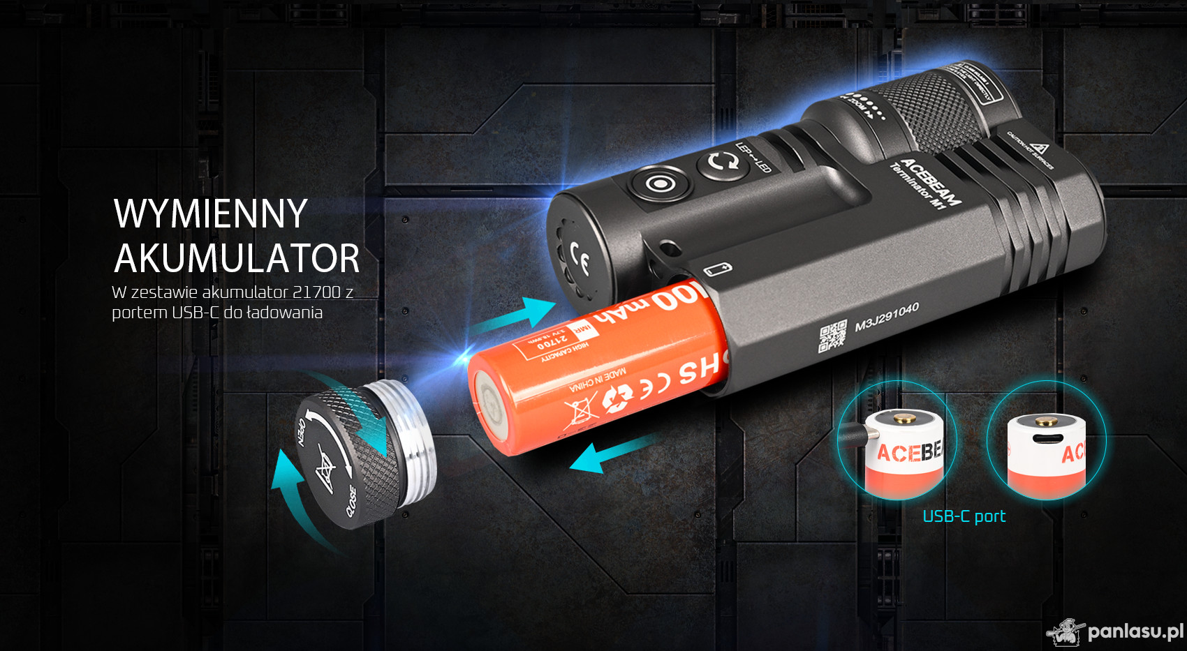 AceBeam Terminator M1, 2300 lm, CRI90, MAO - Latarka LEP i LED z zoomem