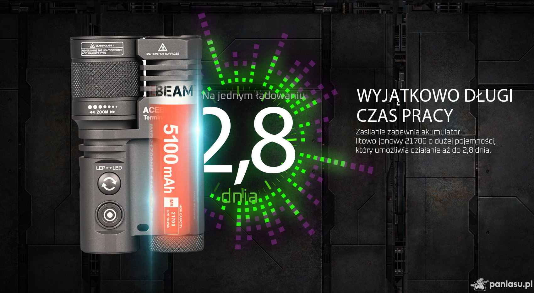 AceBeam Terminator M1, 2300 lm, CRI90, MAO - Latarka LEP i LED z zoomem