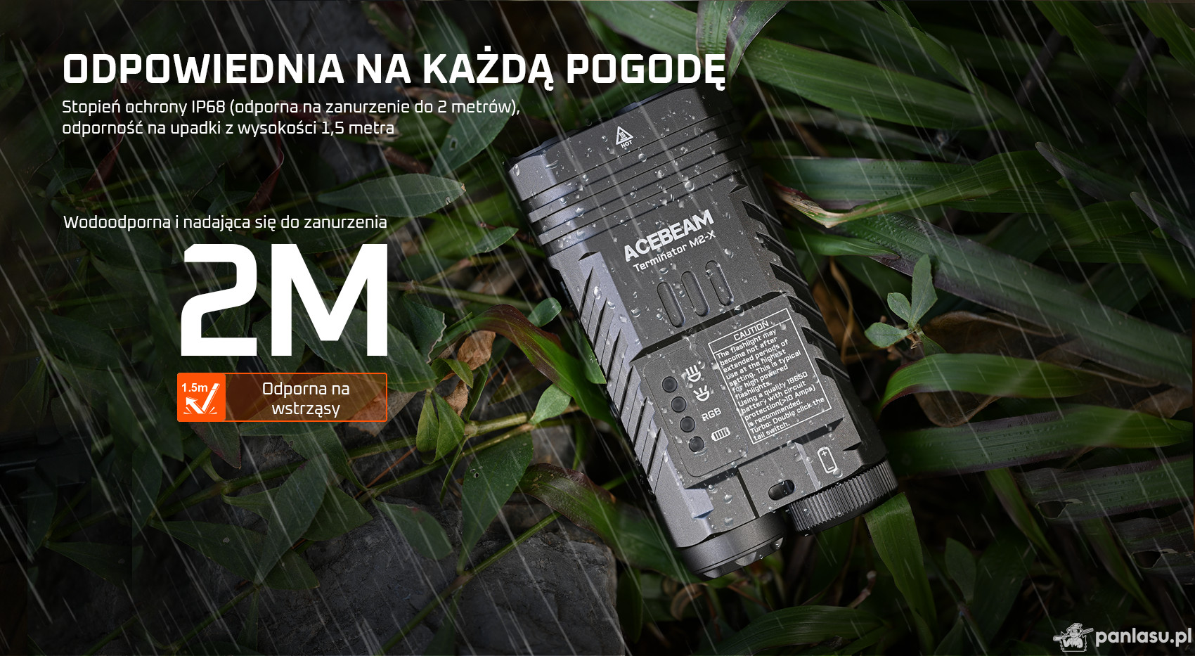 AceBeam Terminator M2-X, 2000 lm, CRI90, grey - Podwójna latarka LED z reflektorem punktowym