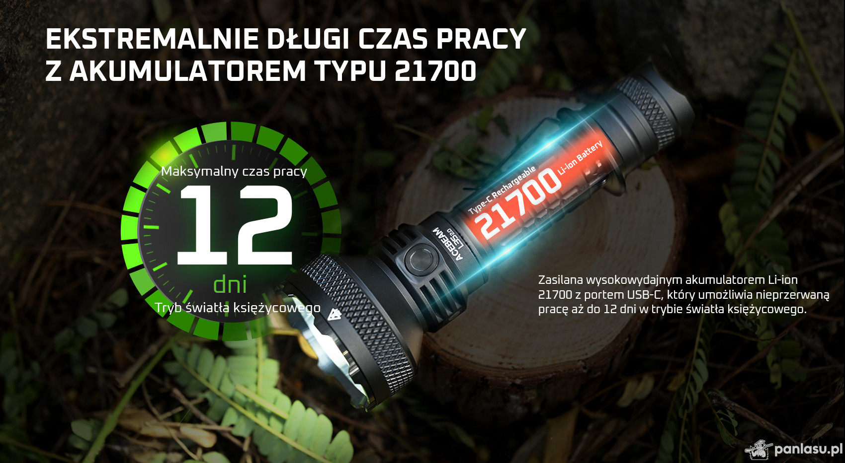 AceBeam L35 2.0, 5000 lm, black - Taktická latarka LED, czarna