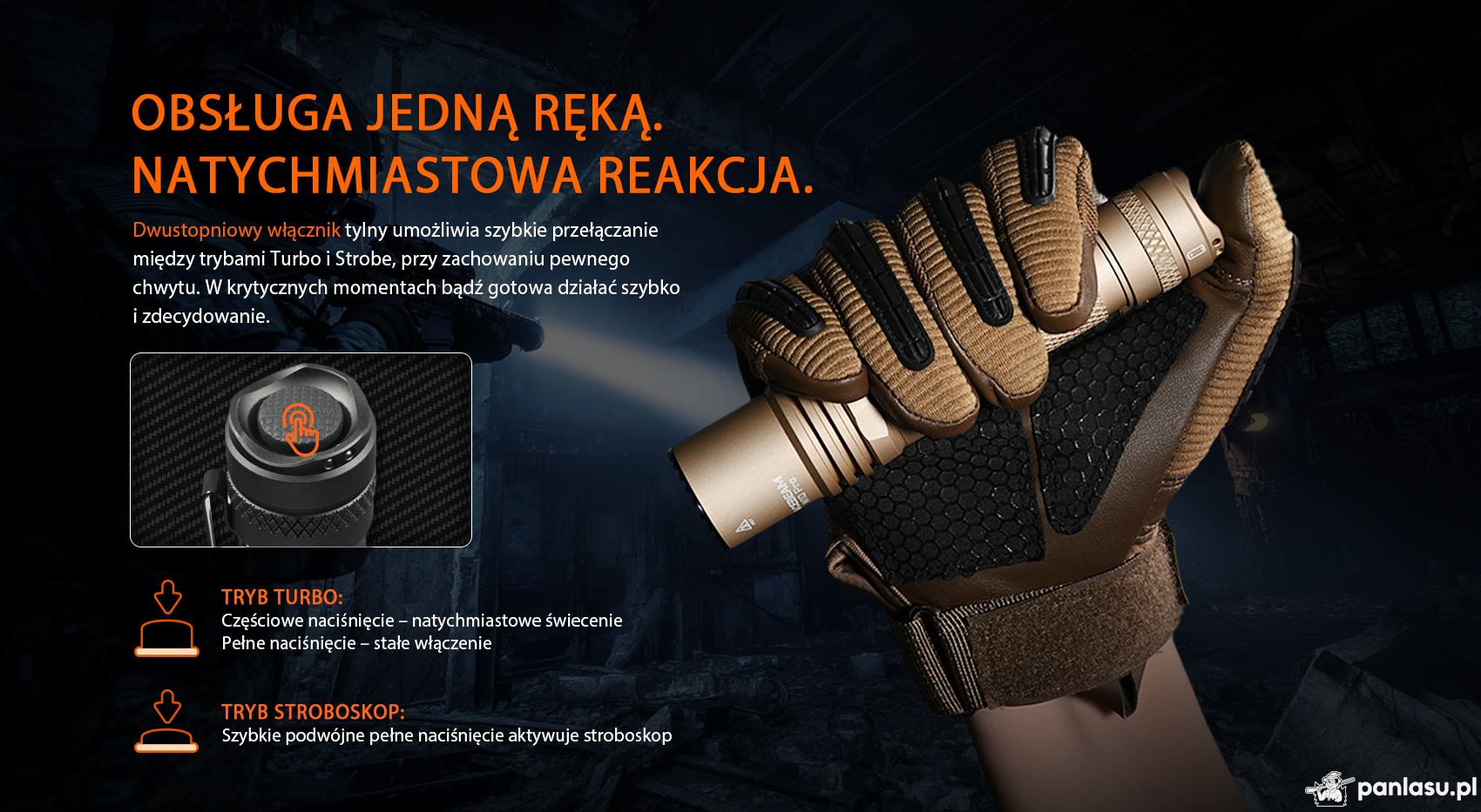 AceBeam W10 Pro, 750 lm – Taktyczna latarka LEP, czarna