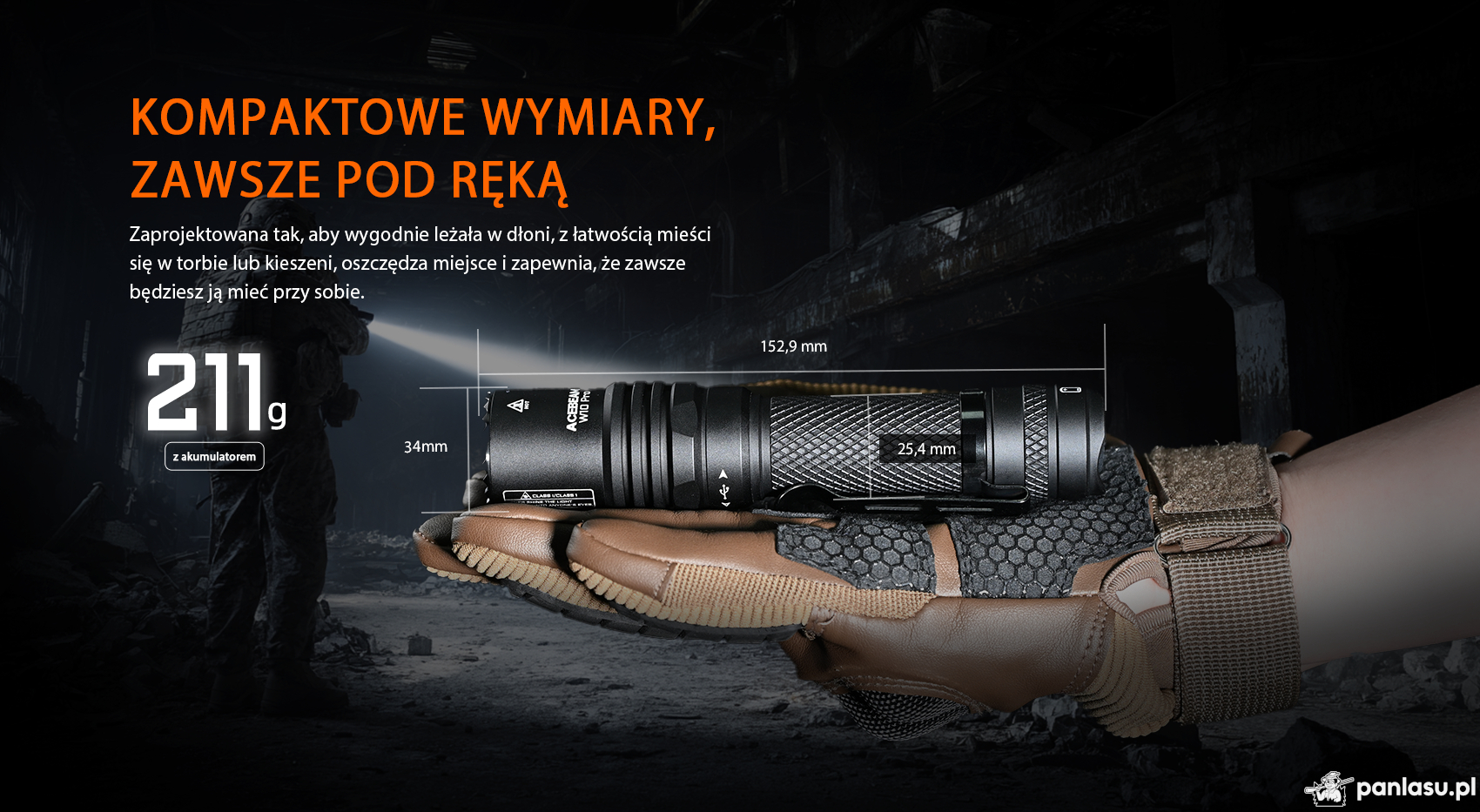 AceBeam W10 Pro, 750 lm – Taktyczna latarka LEP, czarna