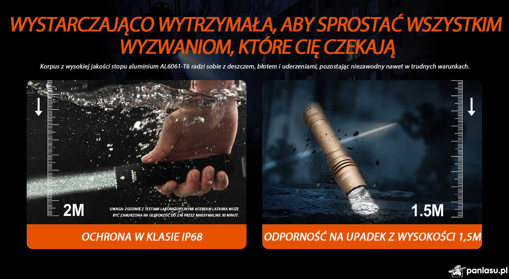 AceBeam W10 Pro, 750 lm – Taktyczna latarka LEP, czarna