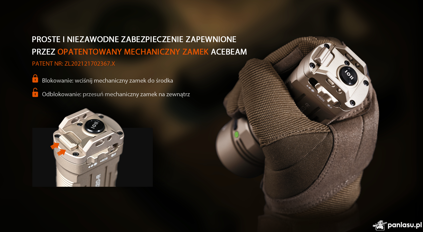 AceBeam X20-R, 10000 lm, black – Taktyczna latarka LED, czarna