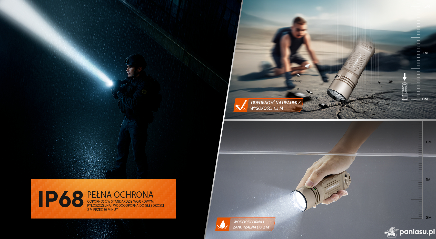 AceBeam X20-R, 10000 lm, black – Taktyczna latarka LED, czarna