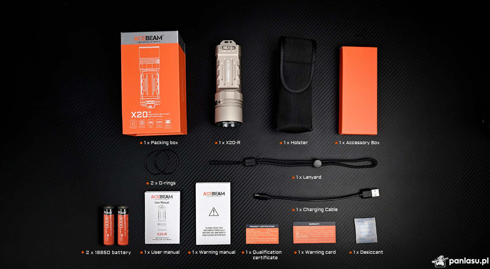 AceBeam X20-R, 10000 lm, black – Taktyczna latarka LED, czarna