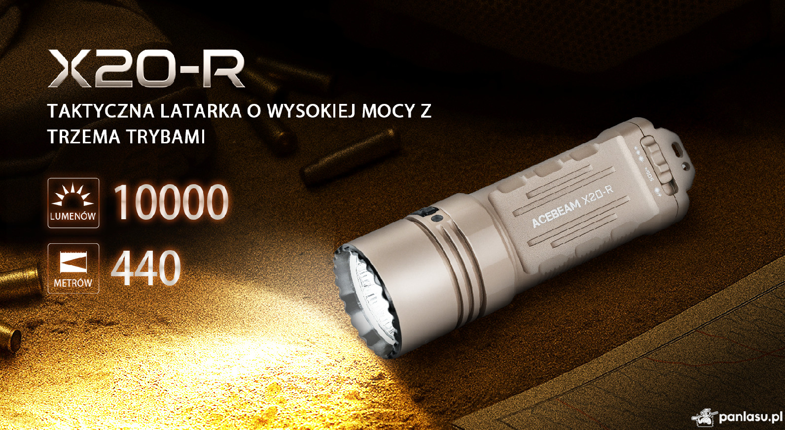 AceBeam X20-R, 10000 lm, black – Taktyczna latarka LED, czarna